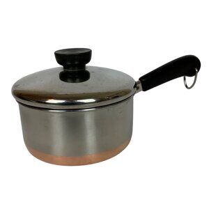 Revere Ware 1 Qt Copper Bottom Stainless Steel Saucepan Lid Clinton IL USA 1998